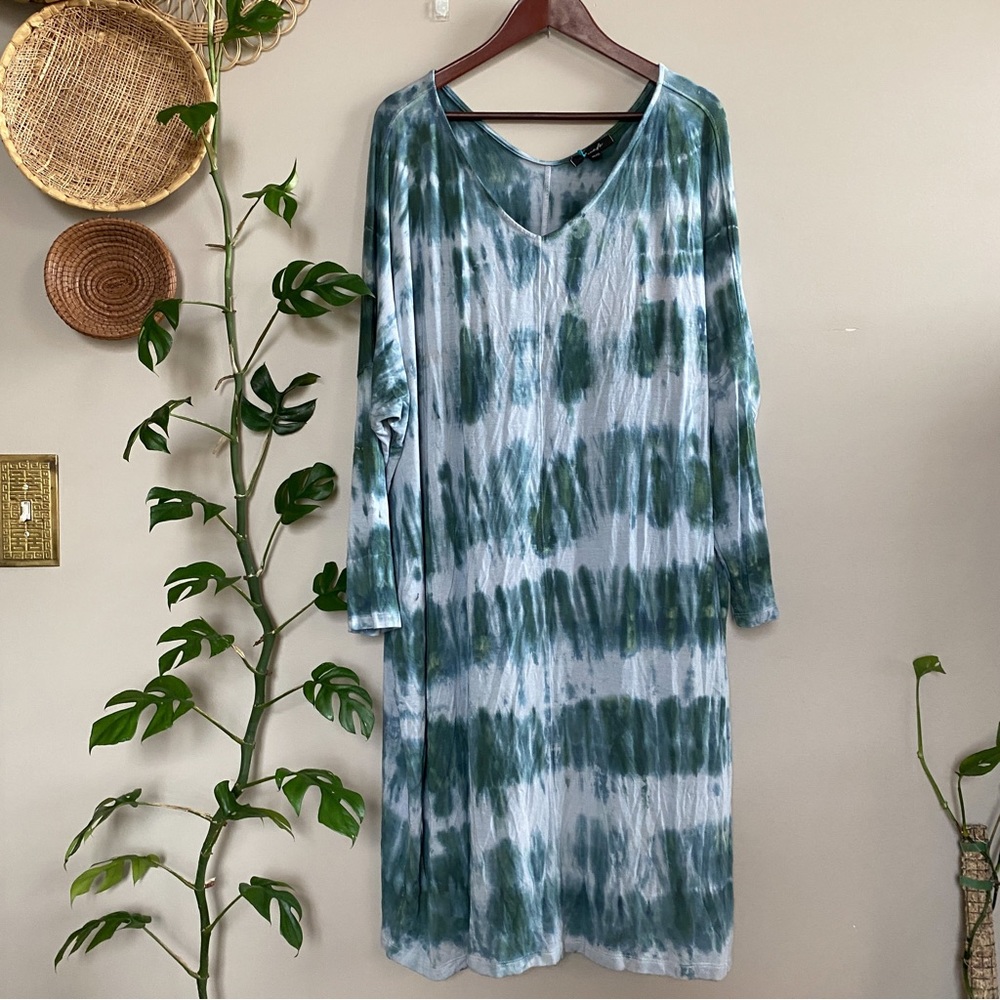 Tie Dye Long Sleeve Dress Comfy Casual O/S Yana K The Lisa Mini Dress Oversized